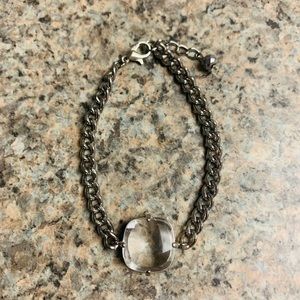 New🌟Silver & Square Clear Quartz Stone Bracelet